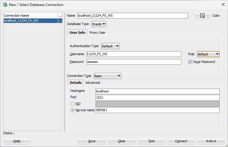 SQL Developer database connection
